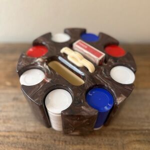 Bakelite Vintage Poker Chip Set with Holder